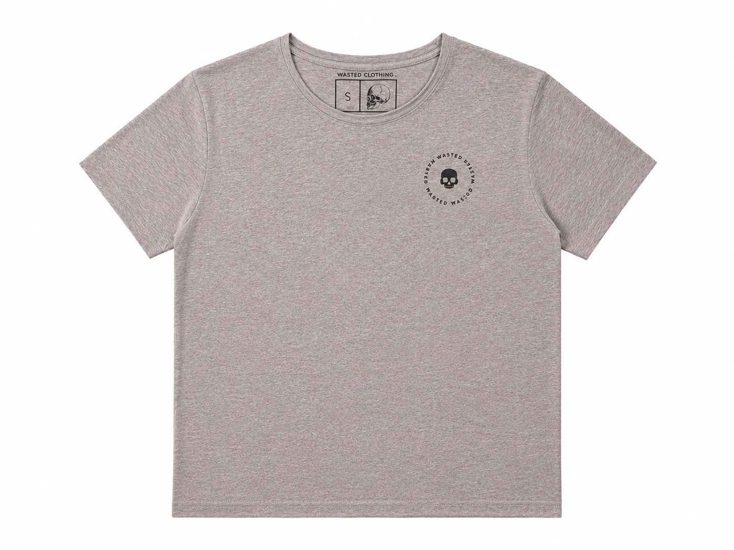 Wasted Clothing girl tee in grey, front view