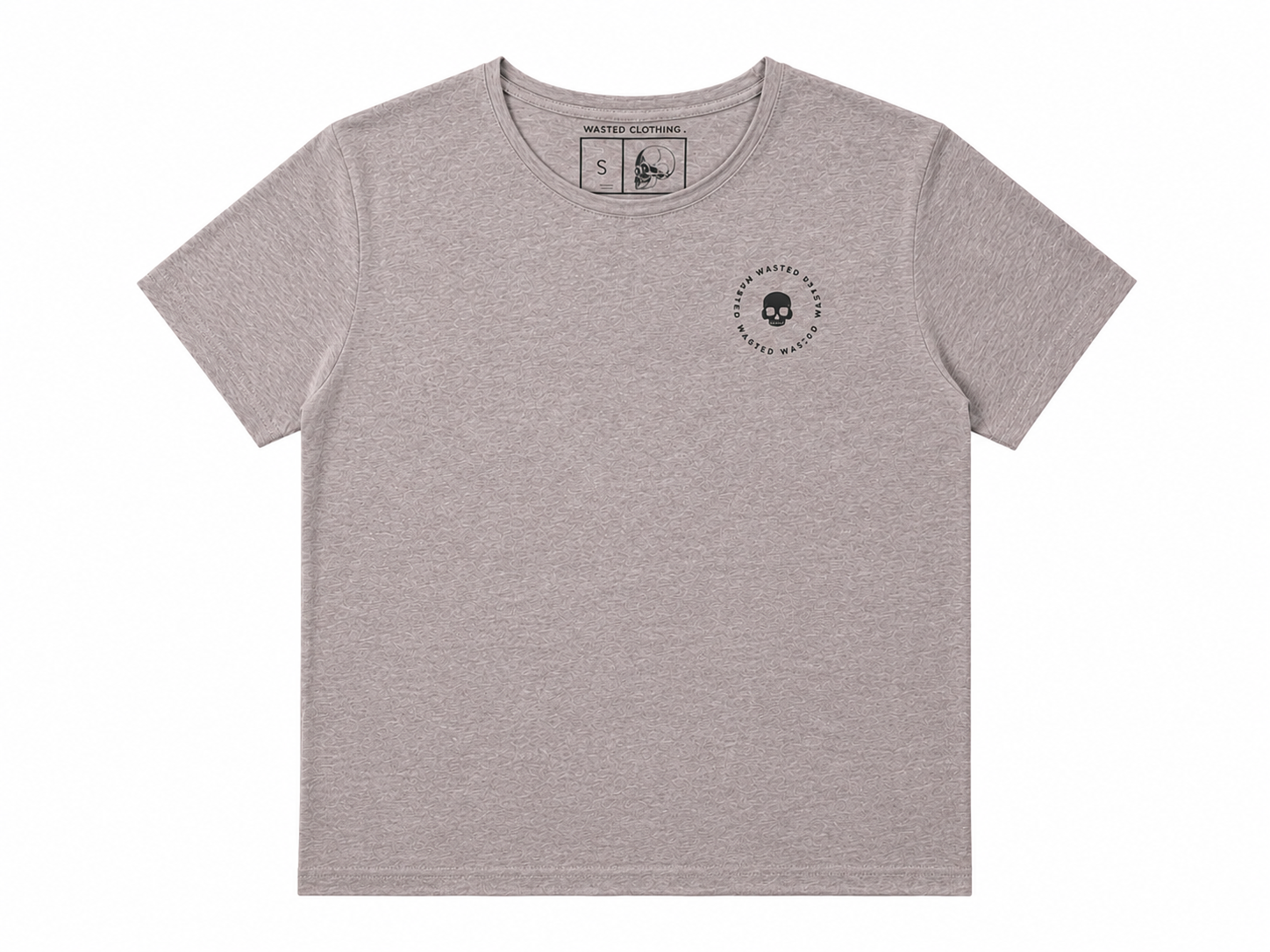 Wasted Clothing girl tee in grey, front view
