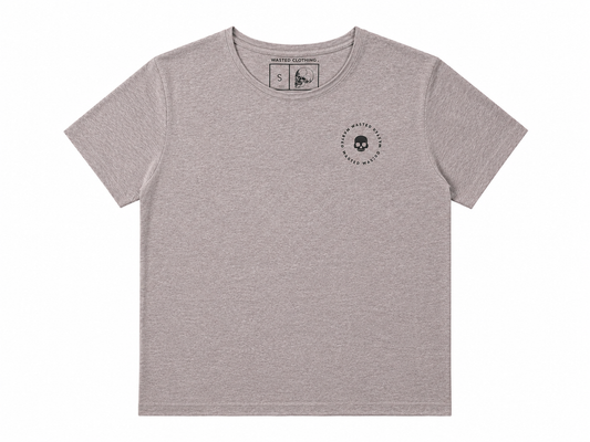 Wasted Clothing girl tee in grey, front view